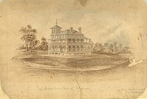 StateLibQld 1 124056 Perspective drawing of Villa Fernberg, Brisbane, ca. 1864