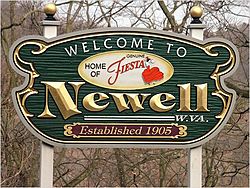 Welcome to Newell, West Virginia (sign).jpg