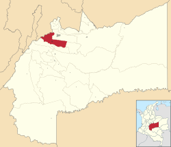 Location of the municipality and town of Acacías in the Meta Department.
