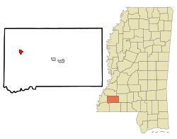 Location of Roxie, Mississippi