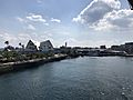 Kagoshima Aquarium and Kagoshima Port Sakurajima Ferry Terminal from ship of Sakurajima Ferry