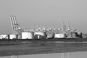 London Gateway with the existing oil terminal in foreground