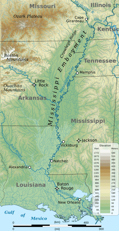 Mississippi Embayment relief map 2