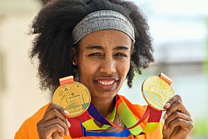 Sifan Hassan with two gold medals at 2019 World Athletics Championships