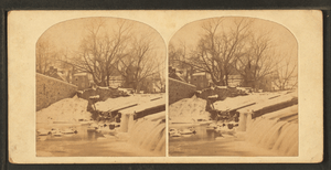 A mill-dam, Frankford Creek, (Pa.) Scornful of a check, it leaps the mill-dam and wantons in the pelby gulf below, from Robert N. Dennis collection of stereoscopic views