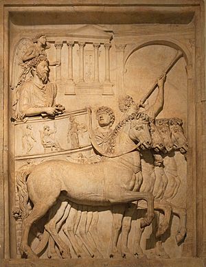 Bas relief from Arch of Marcus Aurelius triumph chariot