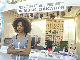 Esperanza Spalding at the Anthropos Arts booth at ACL Fest (8220455009)