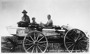 Family and goods in wagon. White Earth Res., Minnesota - NARA - 285179