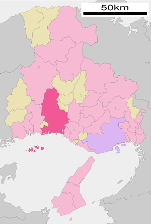 Location of Himeji in Hyōgo Prefecture