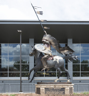 In 2005, this 24-foot statue of Shoshone Indian chief Washakie, by Cody, Wyoming, sculptor Dave McGary, was unveiled on the University of Wyoming campus in Laramie LCCN2015632807