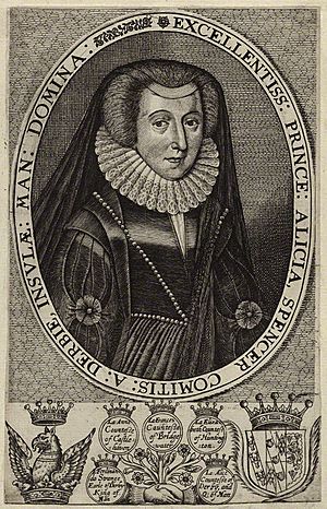 Line engraving of Alice Spencer, Countess of Derby (1559-1637), c. 1600