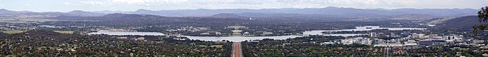 Southern view of Canberra from Mount Ainslie lookout