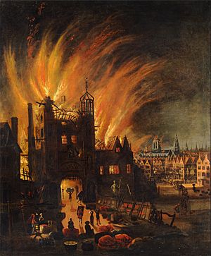 The Great Fire of London, with Ludgate and Old St. Paul's - Google Art Project