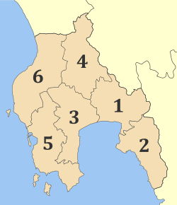 Municipalities (dimi) of Messenia, 2010:   #Kalamata #Mani #Messini #Oichalia #Pylos-Nestoras #Trifylia