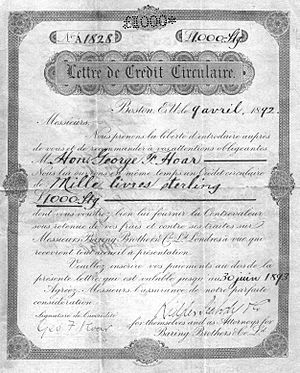 Barings circular letter of credit 1892