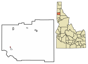 Location of Tensed in Benewah County, Idaho.