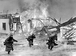 Bundesarchiv Bild 183-H26353, Norwegen, Kampf um ein brennendes Dorf