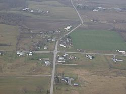 Aerial view of Pickrelltown from the east