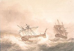 HMS Alexander towing HMS Vanguard