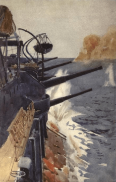 HMS Theseus shelling the Dardanelles