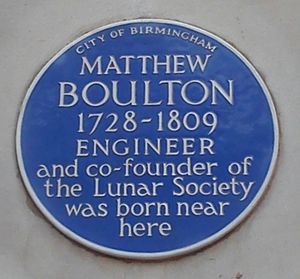 Matthew Boulton Blue Plaque birthplace Birmingham