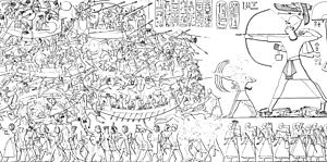 Medinet Habu Ramses III. Tempel Nordostwand Abzeichnung 01