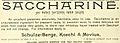 Saccharine 300 times sweeter than sugar ad, Schulze-Berge, Koechl & Movius sole licenses in the U. S. A., selling agents wanted for the Pacific Coast - Pacific wine and spirit review (IA pacificwinespiri29sanfrich) (page 10 crop)