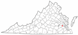 Location of Claremont, Virginia