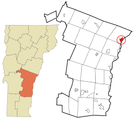 Location in Windsor County and the state of Vermont