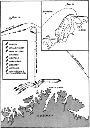 Battle of North Cape 26 December 1943 map