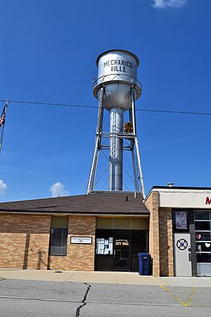 Mechanicsville city hall and water tower