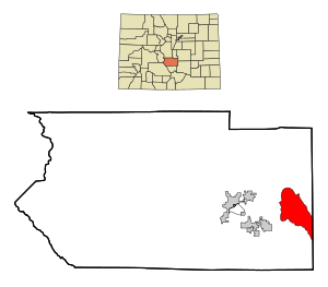 Location of the Penrose CDP in Fremont County, Colorado.