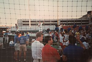 Jim Kelly speaking during StarGaze 1993 at Pilot Field