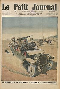 Lyautey reaches Marrakesh in armored car (1912, Le Petit Journal)