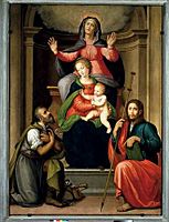 Madonna col bambino, sant'anna e santi, michele tosini e ridolfo del ghirlandaio, prato, chiesa di santo spirito