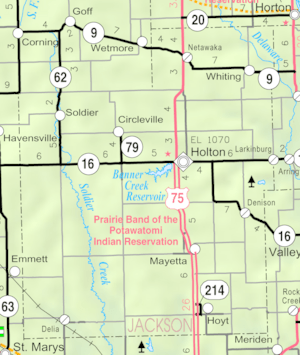 Map of Jackson Co, Ks, USA