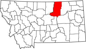 Map of Montana highlighting Phillips County