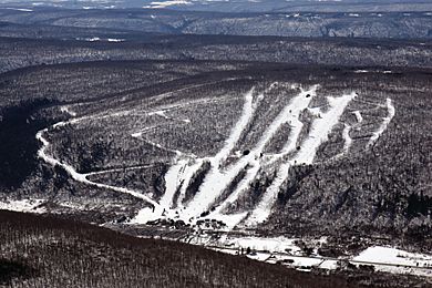 Aerial view of Bristol Mountain Ski Resort trails