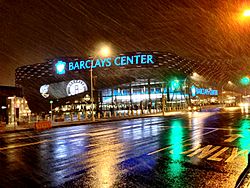 Barclays Center Rain Night