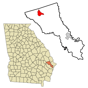 Location in Bryan County and Georgia