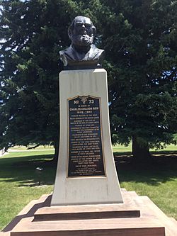 Bust of Charles C Rich outside Paris Idaho Tabernacle