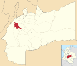 Location of the municipality and town of Lejanías in the Meta Department of Colombia.