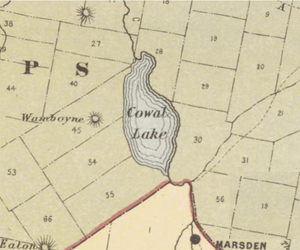 Cowal Lake in John Sands 1886 map