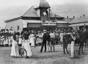 Crowd outside the Town Hall Croydon ca. 1900