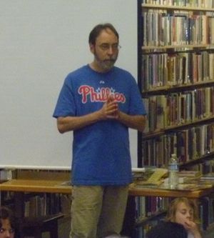 Gutman speaking at a school in 2011