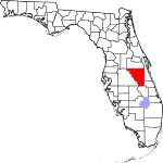 A state map highlighting Osceola County in the middle part of the state. It is large in size.
