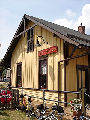 Former Pennsylvania Railroad Station, now a restaurant and museum on the York County Heritage Rail Trail County Park