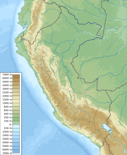 Map showing location of Chavín de Huántar in Peru