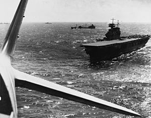 USS Yorktown (CV-5) during the Battle of the Coral Sea, April 1942