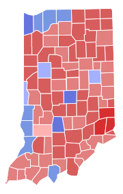 2016 Indiana gubernatorial election results map by county